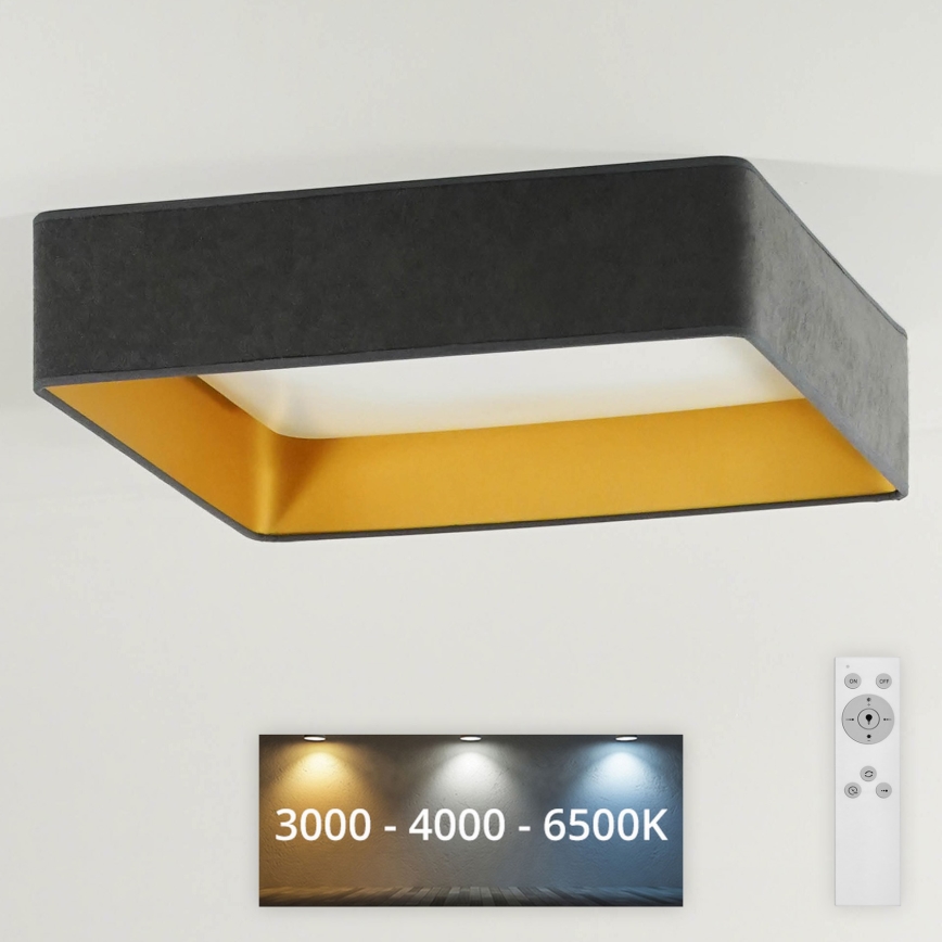 Brilagi - LED Stmívatelné stropní svítidlo VELVET SQUARE LED/24W/230V 3000/4000/6500K + dálkové ovládání šedá