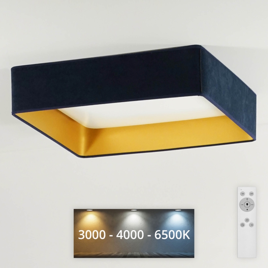 Brilagi - LED Stmívatelné stropní svítidlo VELVET SQUARE LED/24W/230V 3000/4000/6500K + dálkové ovládání tmavě modrá