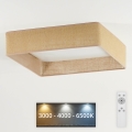 Brilagi - LED Stmívatelné stropní svítidlo VELVET SQUARE LED/24W/230V 43x43 cm 3000/4000/6500K + dálkové ovládání hnědá