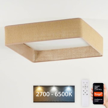 Brilagi - LED Stmívatelné stropní svítidlo VELVET SQUARE SMART LED/36W/230V 2700-6500K Wi-Fi Tuya + dálkové ovládání hnědá