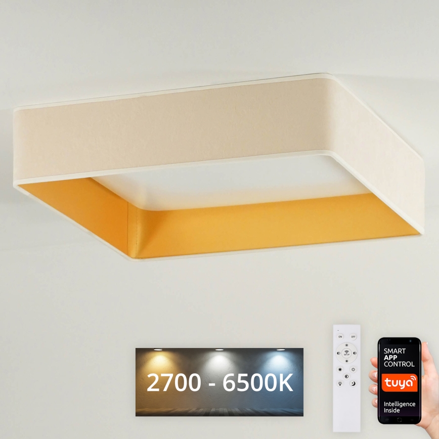 Brilagi - LED Stmívatelné stropní svítidlo VELVET SQUARE SMART LED/36W/230V 2700-6500K Wi-Fi Tuya + dálkové ovládání krémová