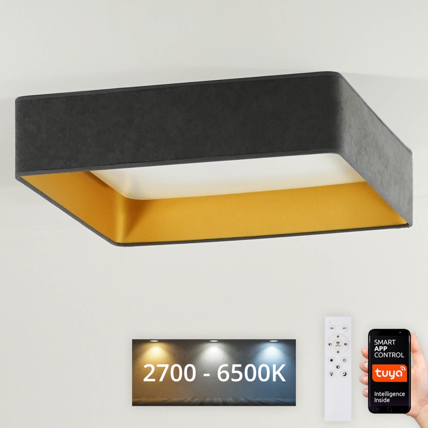 Brilagi - LED Stmívatelné stropní svítidlo VELVET SQUARE SMART LED/36W/230V 2700-6500K Wi-Fi Tuya + dálkové ovládání šedá
