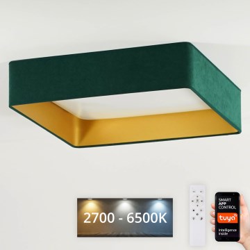 Brilagi - LED Stmívatelné stropní svítidlo VELVET SQUARE SMART LED/36W/230V 2700-6500K Wi-Fi Tuya + dálkové ovládání zelená