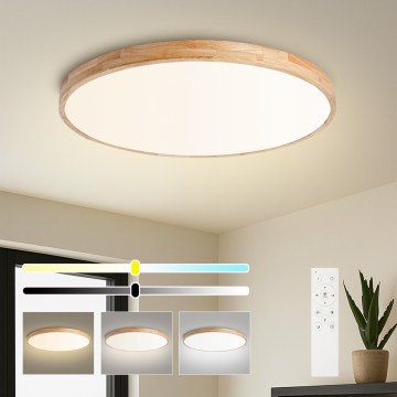 Brilagi - LED Stmívatelné stropní svítidlo WOODLINE LED/100W/230V 3000-6000K dub pr. 80 cm + dálkové ovládání