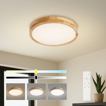 Brilagi - LED Stmívatelné stropní svítidlo WOODLINE LED/48W/230V 3000-6000K dub pr. 40 cm + dálkové ovládání