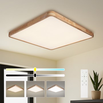 Brilagi - LED Stmívatelné stropní svítidlo WOODLINE SQUARE LED/100W/230V 3000-6000K dub 80x80 cm + dálkové ovládání