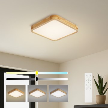 Brilagi - LED Stmívatelné stropní svítidlo WOODLINE SQUARE LED/48W/230V 3000-6000K dub 40x40 cm + dálkové ovládání