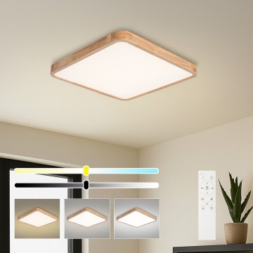 Brilagi - LED Stmívatelné stropní svítidlo WOODLINE SQUARE LED/80W/230V 3000-6000K dub 60x60 cm + dálkové ovládání