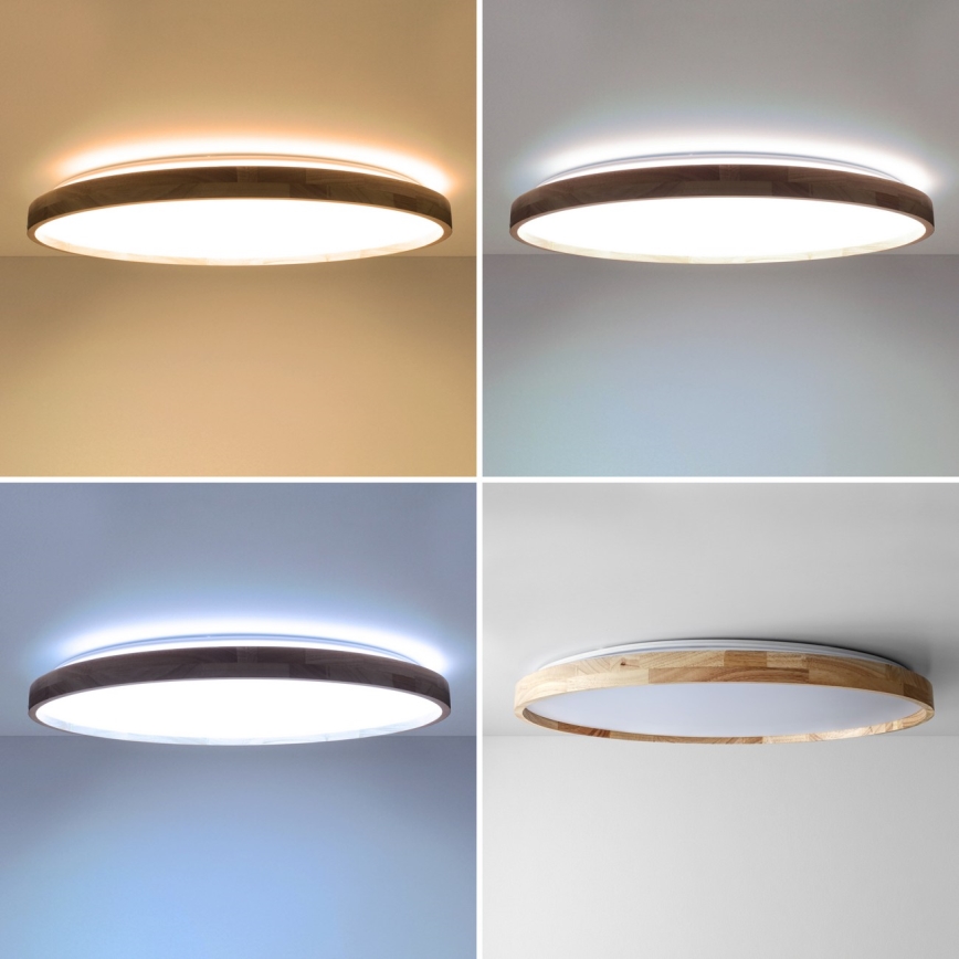 Brilagi - LED Stmívatelné stropní svítidlo ALSON LED/72W/230V 3000-6500K dub pr. 78 cm + dálkové ovládání