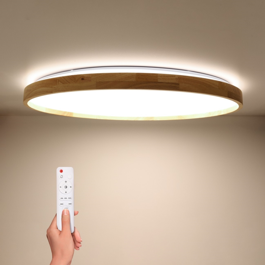 Brilagi - LED Stmívatelné stropní svítidlo ALSON LED/72W/230V 3000-6500K dub pr. 78 cm + dálkové ovládání
