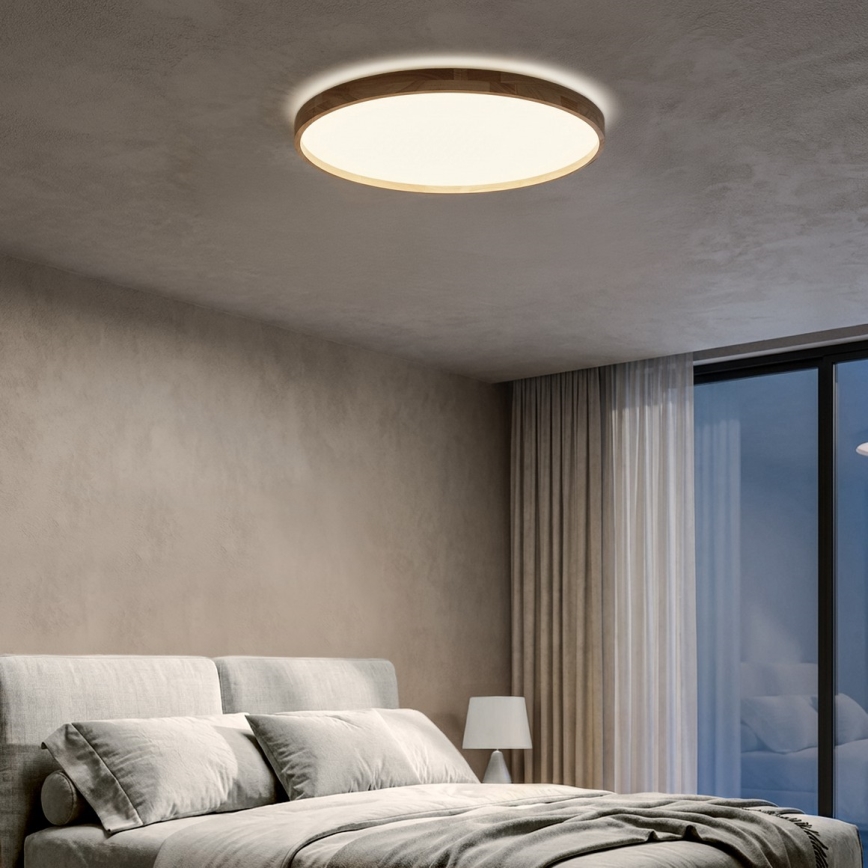Brilagi - LED Stmívatelné stropní svítidlo ALSON LED/72W/230V 3000-6500K dub pr. 78 cm + dálkové ovládání