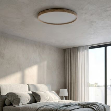 Brilagi - LED Stmívatelné stropní svítidlo ALSON LED/72W/230V 3000-6500K dub pr. 78 cm + dálkové ovládání