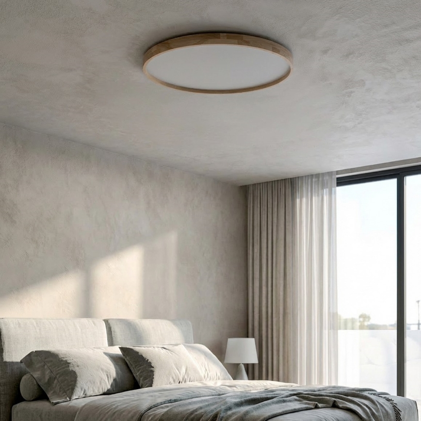 Brilagi - LED Stmívatelné stropní svítidlo ALSON LED/72W/230V 3000-6500K dub pr. 78 cm + dálkové ovládání