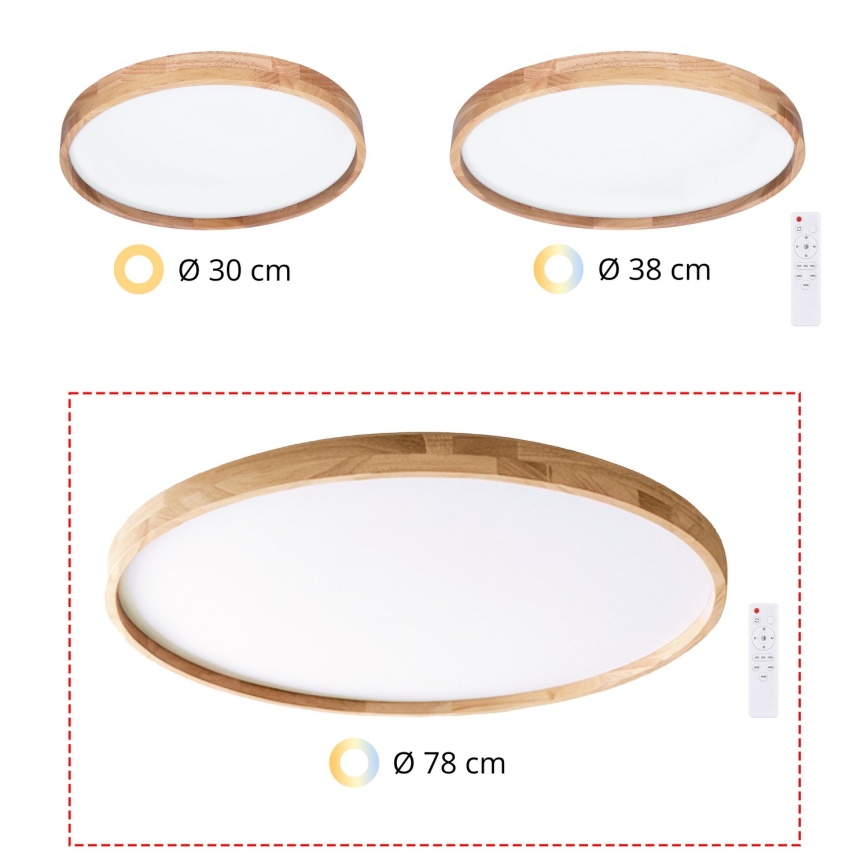 Brilagi - LED Stmívatelné stropní svítidlo ALSON LED/72W/230V 3000-6500K dub pr. 78 cm + dálkové ovládání