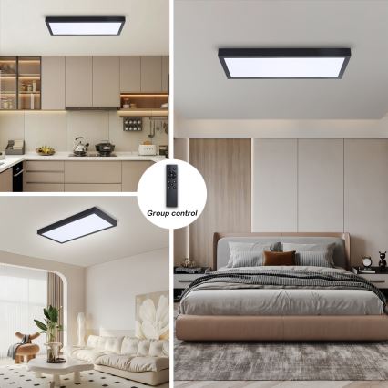 Brilagi - LED Stmívatelné koupelnové stropní svítidlo FRAME SMART LED/30W/230V 30x60 cm 3000-6000K  IP44 černá  + dálkové ovládání