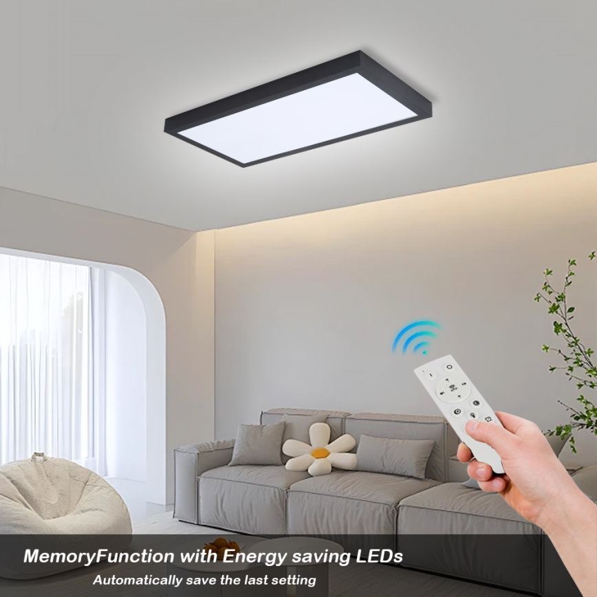 Brilagi - LED Stmívatelné koupelnové stropní svítidlo FRAME SMART LED/30W/230V 30x60 cm 3000-6000K  IP44 černá  + dálkové ovládání