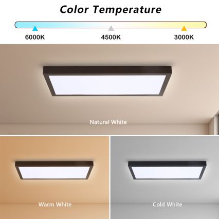 Brilagi - LED Stmívatelné koupelnové stropní svítidlo FRAME SMART LED/30W/230V 30x60 cm 3000-6000K  IP44 černá  + dálkové ovládání