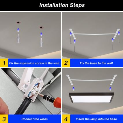 Brilagi - LED Stmívatelné koupelnové stropní svítidlo FRAME SMART LED/30W/230V 30x60 cm 3000-6000K  IP44 černá  + dálkové ovládání