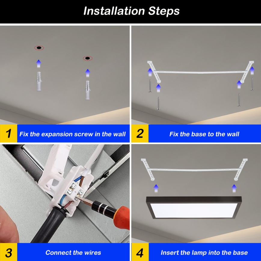Brilagi - LED Stmívatelné koupelnové stropní svítidlo FRAME SMART LED/30W/230V 30x60 cm 3000-6000K  IP44 černá  + dálkové ovládání