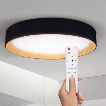Brilagi - LED Stmívatelné stropní svítidlo LARIOS LED/60W/230V 3000-6500K pr. 49 cm černá + dálkové ovládání