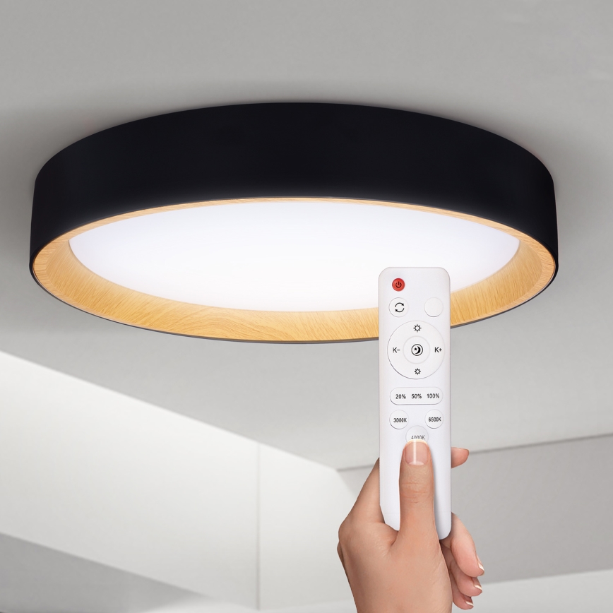 Brilagi - LED Stmívatelné stropní svítidlo LARIOS LED/60W/230V 3000-6500K pr. 49 cm černá + dálkové ovládání