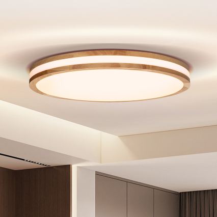 Brilagi - LED Stmívatelné stropní svítidlo MOLINA LED/72W/230V 3000-6500K dub pr. 78 cm + dálkové ovládání