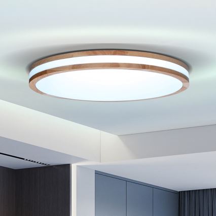 Brilagi - LED Stmívatelné stropní svítidlo MOLINA LED/72W/230V 3000-6500K dub pr. 78 cm + dálkové ovládání