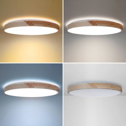 BRILAGI - LED Stmívatelné stropní svítidlo PILANA LED/72W/230V 3000-6500K dub/béžová pr. 80 cm + dálkové ovládání