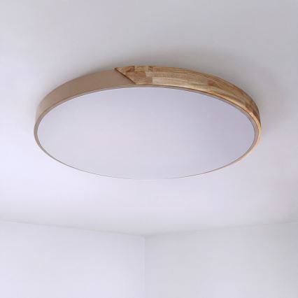 BRILAGI - LED Stmívatelné stropní svítidlo PILANA LED/72W/230V 3000-6500K dub/béžová pr. 80 cm + dálkové ovládání
