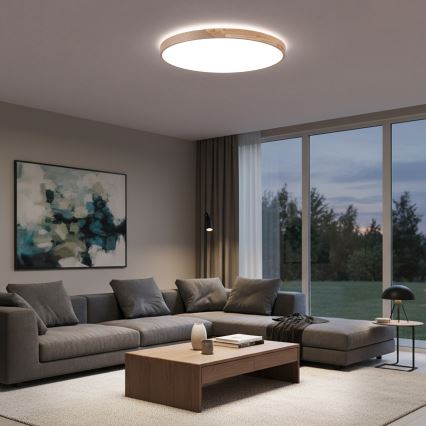 BRILAGI - LED Stmívatelné stropní svítidlo PILANA LED/72W/230V 3000-6500K dub/béžová pr. 80 cm + dálkové ovládání