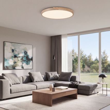 BRILAGI - LED Stmívatelné stropní svítidlo PILANA LED/72W/230V 3000-6500K dub/béžová pr. 80 cm + dálkové ovládání