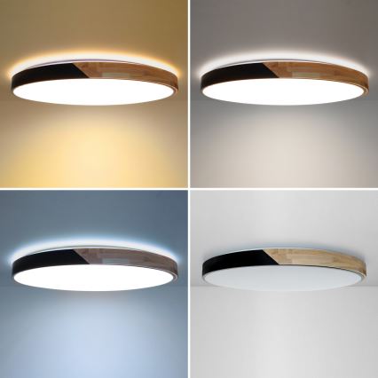 Brilagi - LED Stmívatelné stropní svítidlo PILANA LED/72W/230V 3000-6500K dub/černá pr. 80 cm + dálkové ovládání
