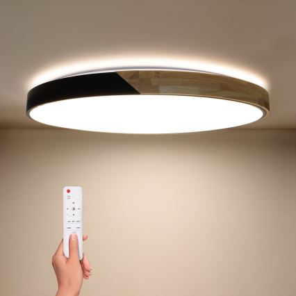 Brilagi - LED Stmívatelné stropní svítidlo PILANA LED/72W/230V 3000-6500K dub/černá pr. 80 cm + dálkové ovládání