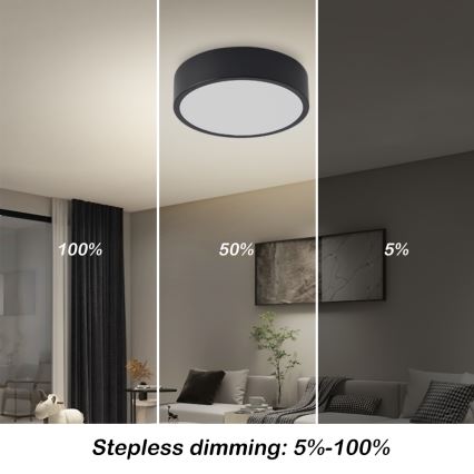 Brilagi - LED Stmívatelné stropní svítidlo POOL LED/18W/230V 3000-6000K 20 cm černá + dálkové ovládání