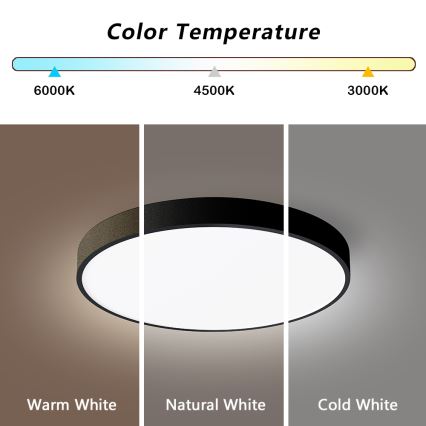 Brilagi - LED Stmívatelné stropní svítidlo POOL SMART LED/48W/230V 40 cm 3000-6000K Wi-Fi Tuya + dálkové ovládání černá