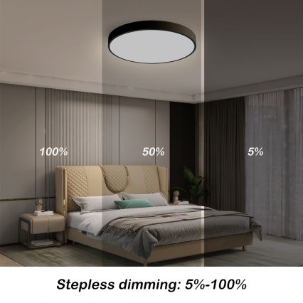 Brilagi - LED Stmívatelné stropní svítidlo POOL SMART LED/48W/230V 40 cm 3000-6000K Wi-Fi Tuya + dálkové ovládání černá