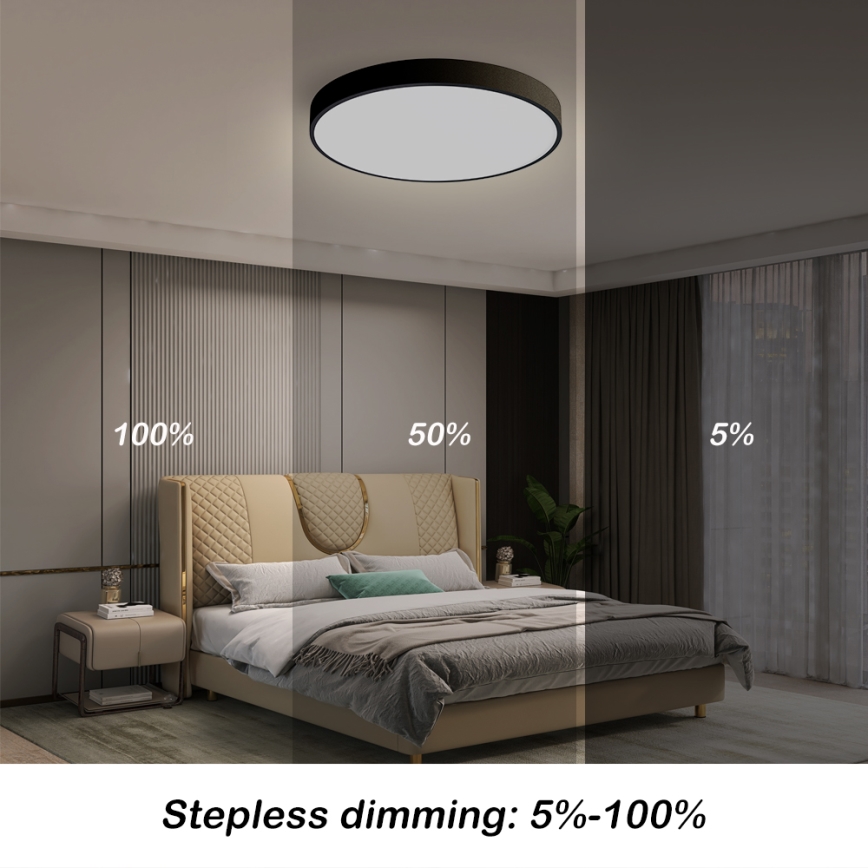 Brilagi - LED Stmívatelné stropní svítidlo POOL SMART LED/48W/230V 40 cm 3000-6000K Wi-Fi Tuya + dálkové ovládání černá