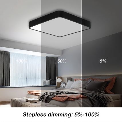 Brilagi - LED Stmívatelné stropní svítidlo POOL SQUARE LED/48W/230V 3000-6000K 50x50 cm černá + dálkové ovládání