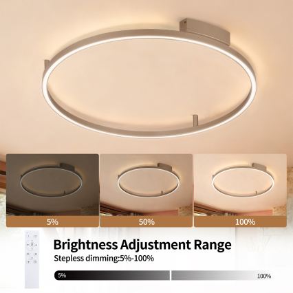 Brilagi - LED Stmívatelné stropní svítidlo PORTOFINO LED/60W/230V 3000-6000K pr. 80 cm béžová + dálkové ovládání