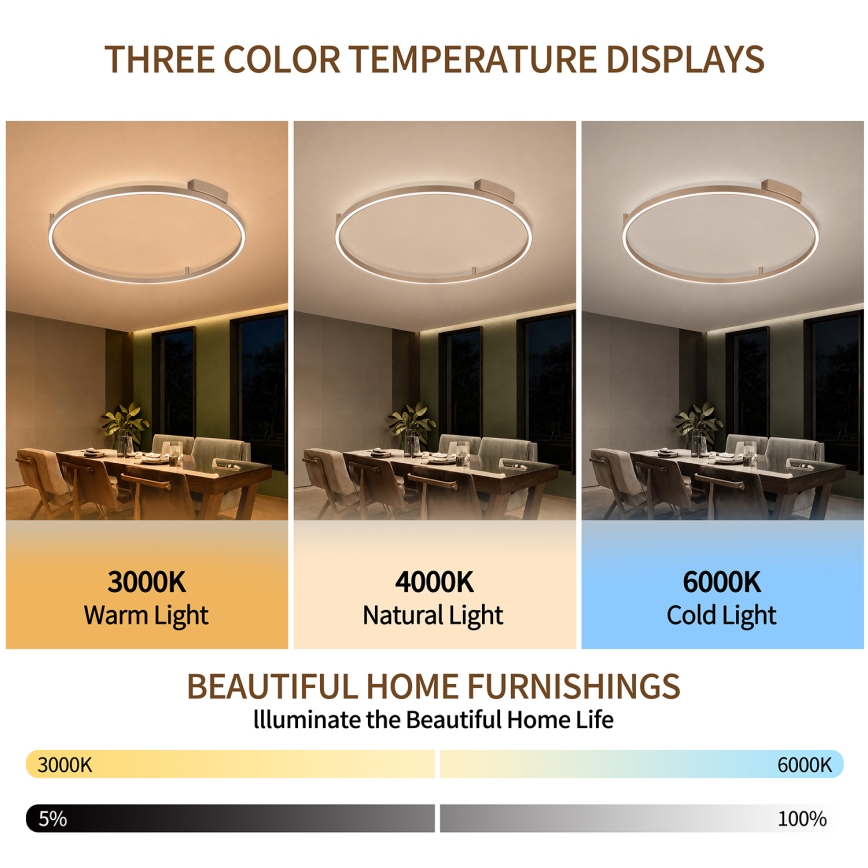Brilagi - LED Stmívatelné stropní svítidlo PORTOFINO LED/60W/230V 3000-6000K pr. 80 cm béžová + dálkové ovládání