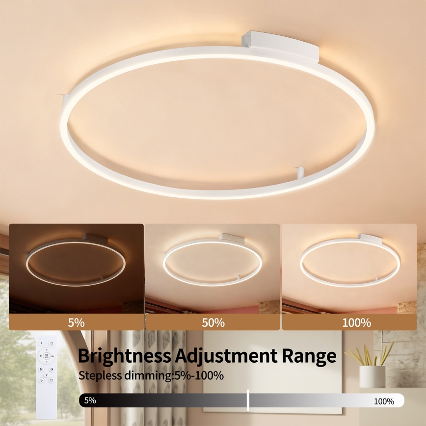 Brilagi - LED Stmívatelné stropní svítidlo PORTOFINO LED/60W/230V 3000-6000K pr. 80 cm bílá + dálkové ovládání