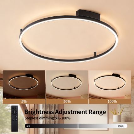 Brilagi - LED Stmívatelné stropní svítidlo PORTOFINO LED/60W/230V 3000-6000K pr. 80 cm černá + dálkové ovládání