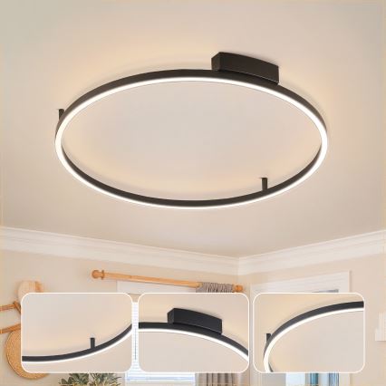 Brilagi - LED Stmívatelné stropní svítidlo PORTOFINO LED/60W/230V 3000-6000K pr. 80 cm černá + dálkové ovládání