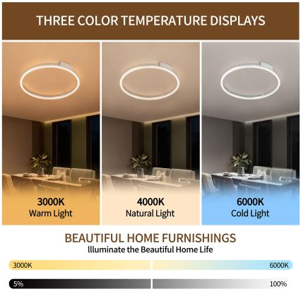 Brilagi - LED Stmívatelné stropní svítidlo PORTOFINO LED/60W/230V 3000-6000K pr. 80 cm stříbrná + dálkové ovládání