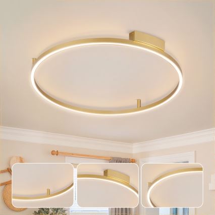 Brilagi - LED Stmívatelné stropní svítidlo PORTOFINO LED/60W/230V 3000-6000K pr. 80 cm zlatá + dálkové ovládání