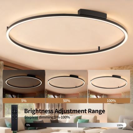 Brilagi - LED Stmívatelné stropní svítidlo PORTOFINO LED/85W/230V 3000-6000K pr. 120 cm černá + dálkové ovládání
