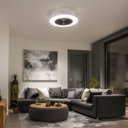 Brilagi - LED Stmívatelné svítidlo s ventilátorem AURA LED/38W/230V 3000-6000K černá + dálkové ovládání