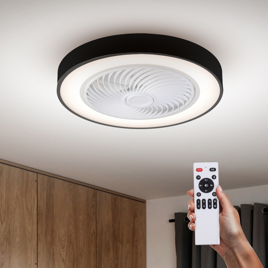 Brilagi - LED Stmívatelné stropní svítidlo s ventilátorem LED/30W/230V 3000-6500K černá + dálkové ovládání