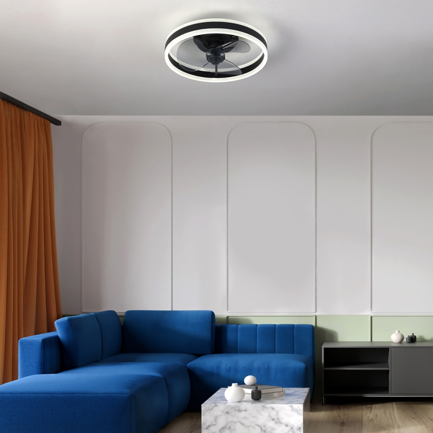 Brilagi - LED Stmívatelné stropní svítidlo s ventilátorem LED/30W/230V 3000-6500K černá + dálkové ovládání