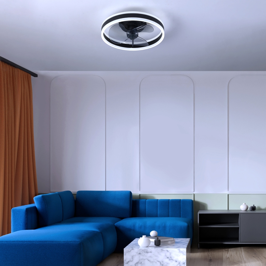 Brilagi - LED Stmívatelné stropní svítidlo s ventilátorem LED/30W/230V 3000-6500K černá + dálkové ovládání